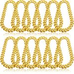 Jexine 12 Pcs Costume Rapper Chain, Hip Hop Chain Bulk Fake Necklace for Men Women 80s 90s Jewelry Punk Style, 32 Inch(Gold)