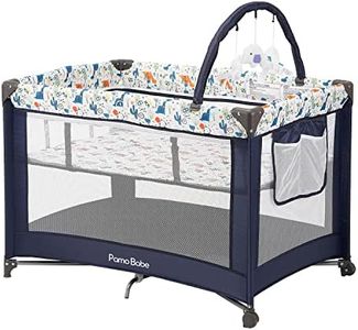 Pamo Babe Portable Baby Playpen Lightweight Baby Playard with Mattress and Toy bar with Soft Toys (Dinosaur)
