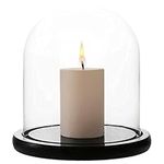 WHOLE HOUSEWARES | Decorative Clear Glass Dome | Cloche Glass Dome for DIY Snow Globes | Tabletop Centerpiece | Cloche Bell Jar Display Case | Black MDF Base, 5.7" D X 6.5" H