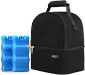 NCVI Breastmilk Cooler Bag with 2 Ice Pack, Breast Pump Bag with Cooler Fits 6 Bottles, Double Layer Breast Milk Baby Bottle Cooler Bag, for Travel, Nursing Mom Daycare, Work, Picnic (Black)