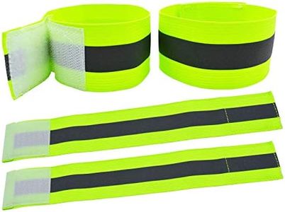 4PCS High Visibility Reflective Night Running Walking Elastic Strap Wristbands Ankle Bands Armbands Safety for Cycling Walking Running Camping Outdoor Sports-Fits Women, Men & Kids (2 Pairs / 4 Bands)