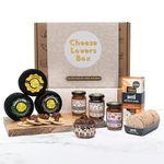 Cheese Hamper Gift Set Selection Box Includes 3 Cheddar Cheese Truckles, 3 Chutneys and Sourdough Crackers