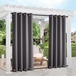 NICETOWN Outdoor Curtains with Rustproof Grommet Top and Bottom, Thermal Insulated Windproof Blackout Outdoor Curtain Drapes for Gazebo, 2 Panels, W52 x L95, Grey