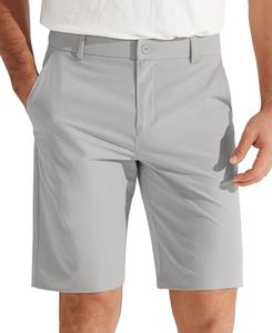 Libin Men's Golf Shorts 9" Casual Flat Front Hybrid Shorts Work Dress Chino Shorts Lightweight Quick Dry Water Resistant with Pockets, Light Grey, Size 33