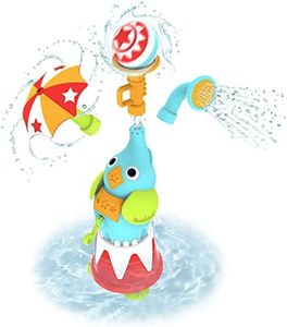 Yookidoo Kids Bath Toy for 1+ Year Old. An Elephant Fountain Sprinkler Set with 3 Different Spouts, Multiple Spray Actions, and a Wall Attachment Organizer