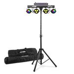 MAX Partybar10 LED DJ Light Bar with Stand, Bag and Remote Control - Jelly Moon, PAR & UV Strobe Disco Party Effect DMX Stage Lighting System