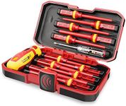 Hurricane 1000V Insulated Electrician Screwdriver Set, All-in-One Premium Professional 13-Pieces CR-V Magnetic Phillips Slotted Pozidriv Torx Screwdriver