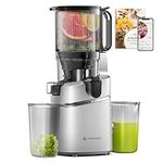 AMZCHEF 250W Automatic Slow Juicer Free Your Hands -135MM Opening and 1.8L Capacity Juicer for Whole Fruit and Vegetable, Professional Juicer with Triple Filter, Silent Motor and Safety Lock