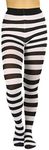 ToBeInStyle Women’s Wide Horizontal Contrast Stripe Tights Opaque Hosiery, Black and White, One Size Plus