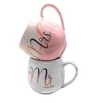 OANGO Ceramic Cup Lovers Cup Breakfast Coffee Cup And Milk Tea Cup Mr & Mrs Letter Men Women Marble Mug European Gold Stamping (Pack Of 2) (Mr & Mrs Cup), 320 milliliter