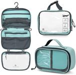 Toiletry Bag Kit Set: Hanging Travel Toiletry Bag + 311 TSA Cosmetic Liquid Bag + Ultralight Accessory Organizer Pouch, Dusty Teal Makeup, 3 Piece Toiletry Set