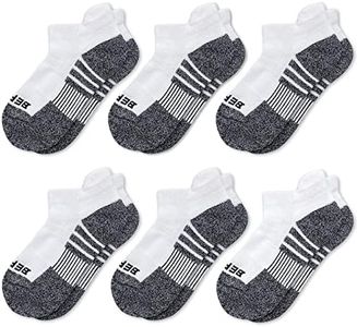 BERING Kids' Athletic Cushioned Ankle Socks 6 Pairs Low Cut Tab for Youth Boys Girls