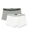 Emporio Armani Men's Stretch Cotton Endurance 2-Pack-Trunk, Medium Melange Grey/White, XL (Pack of 2)