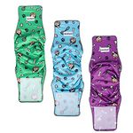 Joyshare Washable Male Dog Diapers with Reflective Strips - Reusable Belly Bands High Absorbency Male Dog Wraps (Pack of 3) Incontinence and Puppy (Cartoon, M (13"-16" Waist))