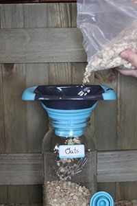 Canning Tools: Labels, Funnel, 2qt Pitcher: 250 Dissolvable Labels, Collapsible Funnel & 2 Quart Mason Jar Pitcher with Brewing America Pouring Lid - All Teal