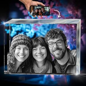 3D innovation 3D Crystal Photo, Christmas Personalized Gifts for Women, Her, Wife, Mom, Custom Glass Picture for Anniversary, Birthday, Pets, Couples Gifts, Rectangle 3D Laser Etched Crystal