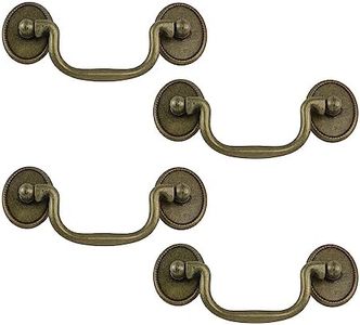 T Tulead Drop Bail Handle Pulls 3.35-Inch Hole Center Drawer Pulls Handles Antique Bronze Cabinet Handles Zinc Alloy Furniture Door Pull 4PCS with Screws