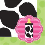 Creative Converting Baby Girl Cow Print Beverage Napkins, 16 Count