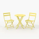 GarveeLife 3-Piece Folding Patio Bistro Conversation Set – Weather-Resistant Steel Frame Table and 2 Chairs, Compact Outdoor Patio Set for Balcony, Porch, and Yard, Yellow