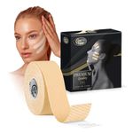 CureTape Beauty Kinesiology Tape | Anti-Wrinkle Face Tape | Face Lift Tape for Toning, Firming & Tightening The Skin (Light Beige, 2.5cm x 5m, Pack of 1