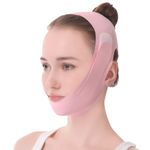 Facial Lift Mask for Double Chin Reduction and Jawline Exercise - Chin Lift and V-Line Contouring (Pink B)