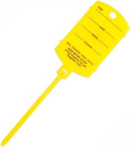 Etiquetas para llaves de coche de plástico (200 unidades) con colas de bucle, en 9 colores diferentes