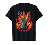 Rock On Guitar Neck - Rock & Roll Guitar Skeleton Skull T-Shirt