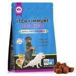 HUALIJIA Dog Allergy Relief Treats, Itch and Immunity Treats for Dogs - Soothe Itchy Skin, Paws, Eyes, Ears - Stop Itching, Licking, Scratching for All Breeds and Sizes, Peking Duck Flavor (60 Count)