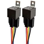 Gebildet JD1914 12V 40A Car Relay with Harness Sockets, 5 Pin SPDT Relay with Color-Labeled Wires for Automotive Truck Van Motorcycle Boat (Pack of 2)