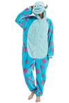 Sqlszt Adult Onesie Animal One Piece Pajamas Hollaween Costume Christmas Unisex Cosplay Sleepwear for Women Men, Sulley Monster, X-Large