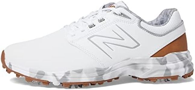 New Balance Men's Brighton Golf Shoe, White/Brown, 12