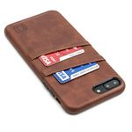 Dockem iPhone 8 Plus and iPhone 7 Plus Exec Wallet Case - Slim Vintage Synthetic Leather Card Case with 2 Credit Card/ID Holder Slots [Brown]