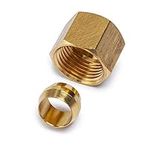 LTWFITTING 5/16-Inch Brass Compression Sleeves Ferrule with 5/16-Inch Compression Nut, Brass Compression Fitting(Pack of 75)