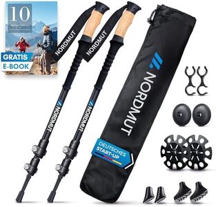 NORDMUT® Wanderstöcke Teleskop aus stabilen Aluminium oder Carbon - Leichte Nordic Walking Stöcke Damen und Herren - Komfortable Korkgriffe mit Eva-Schaum Verlängerung Aluminium/Wanderstöcke