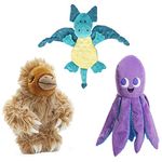 Barkbox Best of BarkBox Bundle – Squeaky Dog Toys – Plush Chew Toys – Puppy and Pet Toys for Medium and Large Dogs – Gordon The Sloth, Dingbert The Dragon, and Ollie The Octopus