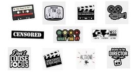 Light Camera Action Cinema Stickers Pack of 11(Vinyl Stickers, Multipurpose use for Laptop/Mobile/Bike/Luggage/Bottle/Guitar/Journal), 2.5 x 2.5 inches, Multicolor