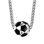 Stainless Steel Soccer Necklace for Men Sport Fans Foootball Pendant with 22 Inches, Great Sport Necklace for Dad/Husband/Son/Soccer Lover, Must Have Jewelry for World Cup