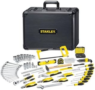 STANLEY 142 Piece Maintenance Case - Pliers and Cutters, Adjustable Wrench, Level, Measurement, Screwdriver, Hacksaw, Cutter, Hammer, Tools for Tightening and Screwing STMT98109-1