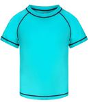 ozkzdp Boys Swimming Top Rash Vest Kids Short Sleeve Quick Dry Swim Shirts Rash Guard Swimwear for Boys Turquoise L