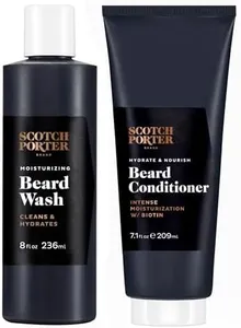 Scotch Porter Beard Wash & Conditioner Bundle – Cleanse, Moisturize, Hydrate & Soften Coarse, Dry Facial Hair while Encouraging Growth for a Fuller, Healthier-Looking Beard