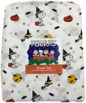 Berkshire Blanket & Home Co. Peanuts Halloween Fall Themed Sheet Sets (Pumpkins, Bats, Broomsticks & Witch Hats/White Background, Twin)