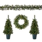 National Tree Promotional Assortment with Battery Operated LED Lights Bundle, No Size, Green