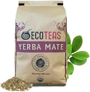 ECOTEAS 100% Unsmoked Traditional Leaf-Stem Cut Organic Yerba Mate Loose Leaf Tea from Argentina (5 lb bag)
