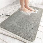 Shower Mat for Inside Shower, 60x90cm Loofah Shower Mat Non Slip Anti Mould Antibacterial Soft PVC Bath Mat for Bathroom Wet Shower Areas(Grey)