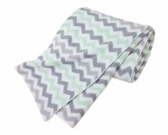 American Baby Company 100 Percent Cotton Sweater Knit Blanket, Celery/Grey Zigzag