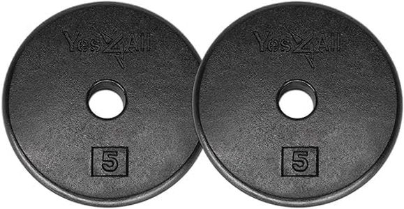Yes4All 1-inch Cast Iron Weight Plates for Dumbbells – Standard Weight Disc Plates (5 lbs, Set of 2)