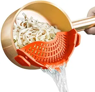 Clip On Strainer Silicone for all Pots and Pans, AUOON Pasta Strainer Clip on Food Strainer for Meat Vegetables Fruit Silicone Kitchen Colander