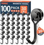FINDMAG 100 Pack Swivel Swing Magnetic Hooks, 30LBS Powerful Magnetic Hook Neodymium Magnet Hook for Hanging, Perfect for Refrigerators, Oven Mitts, Office, Bathroom, Towel, Office, Garage(Black)