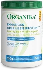 Organika Canadian-Made Enhanced Collagen Powder - for Healthy Hair, Skin, Nails, and Joints. Hydrolyzed Protein Peptides for Better Absorption- Grass-Fed, Non-GMO- Unflavoured- 250g