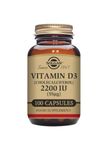 Solgar Vitamin D3 (Cholecalciferol) 2200 IU (55 µg) Vegetable Capsules - Pack of 100 - Healthy Bones and Teeth - Supports Immunity and Muscle Function - Vegetarian